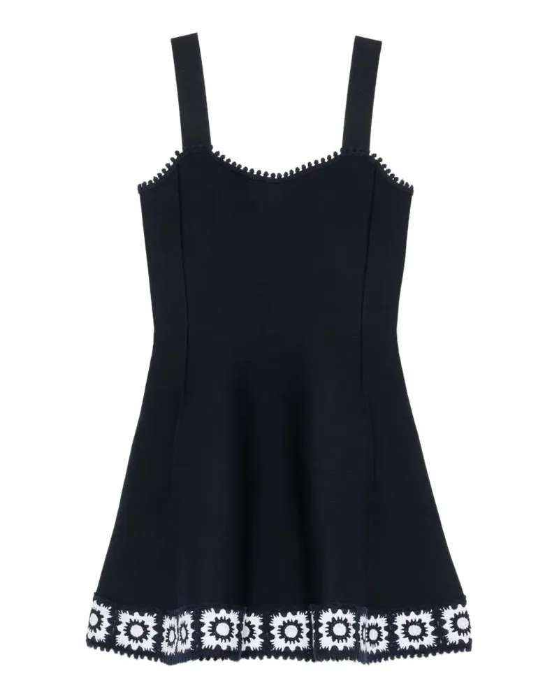 Maje crochet-trim knitted mini dress - Blau Blau