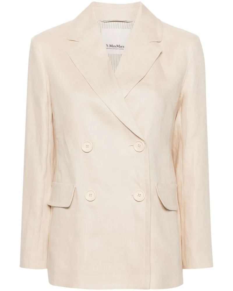 Max Mara Doppelreihiger Laura Blazer aus Leinen - Nude Nude