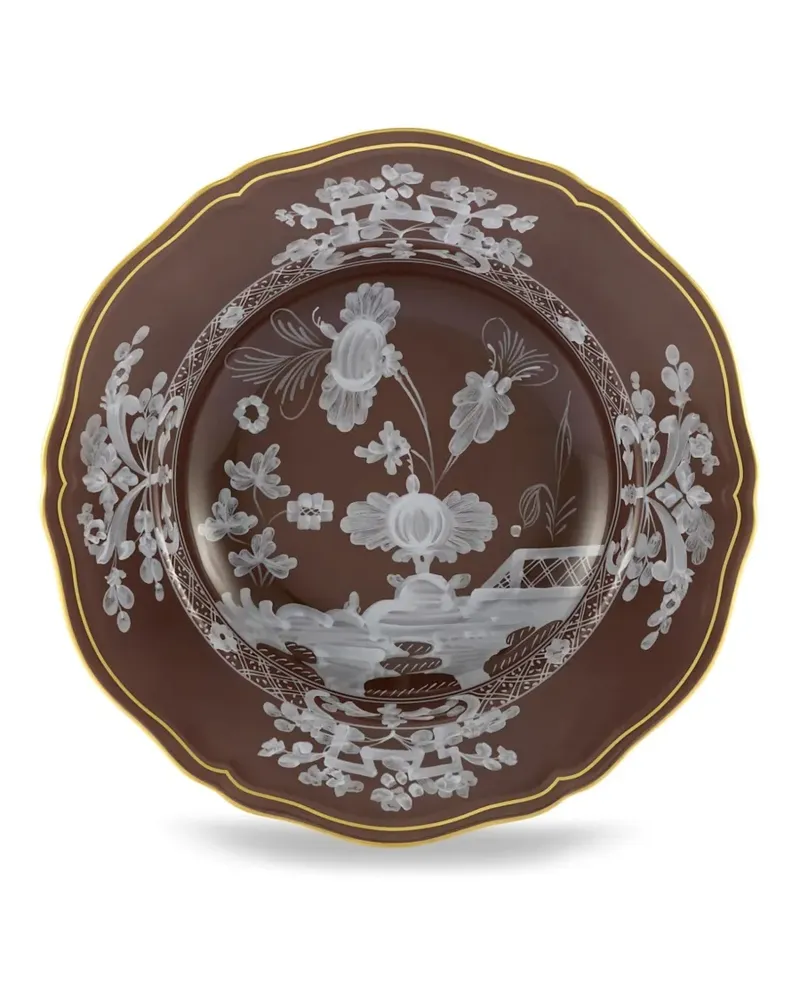 Ginori 1735 Oriente Teller mit Blumendetail - Braun Braun