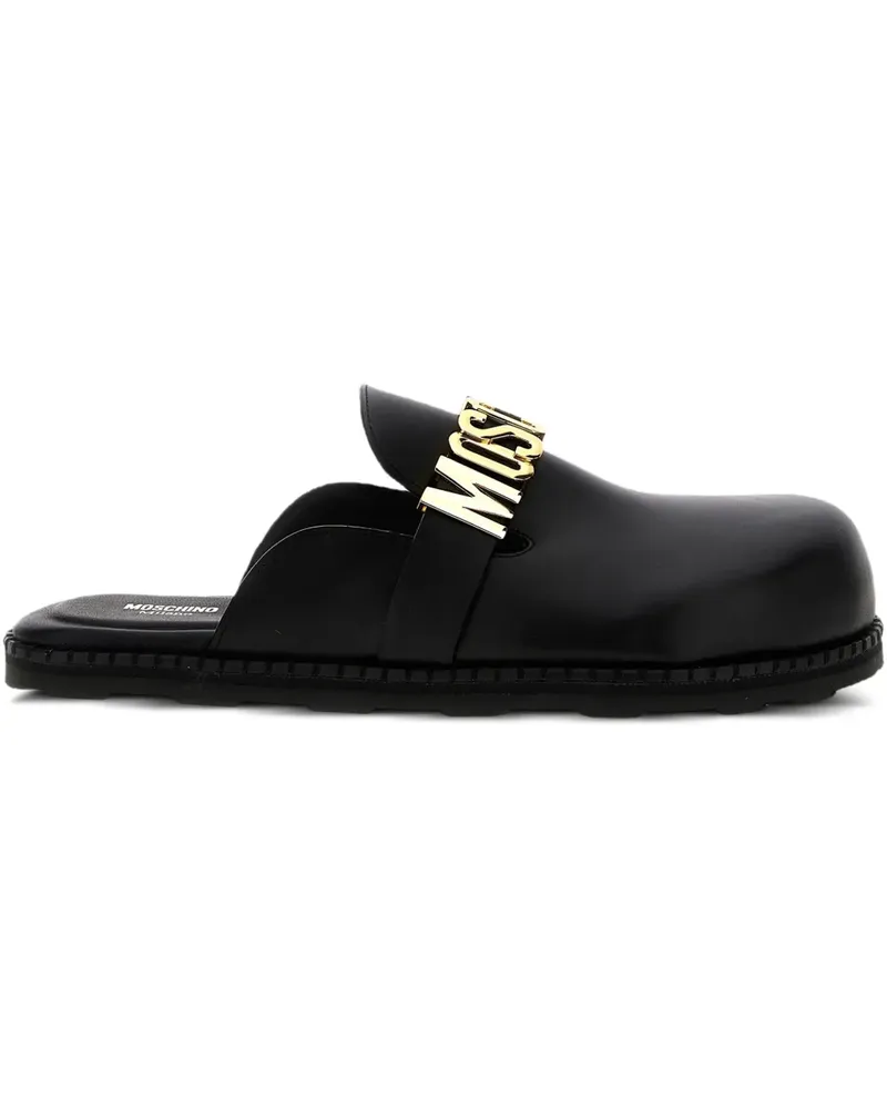 Moschino Mules mit Logo-Schild - Schwarz Schwarz