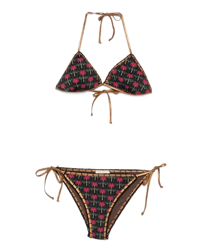 Anjuna Triangel-Bikini mit Palmen-Print - Schwarz Schwarz