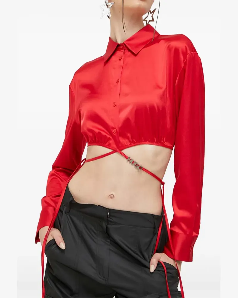 HUGO BOSS buttoned tie blouse - Rot Rot