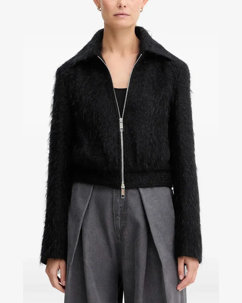 HUGO BOSS zip fastening cropped jacket - Schwarz Schwarz