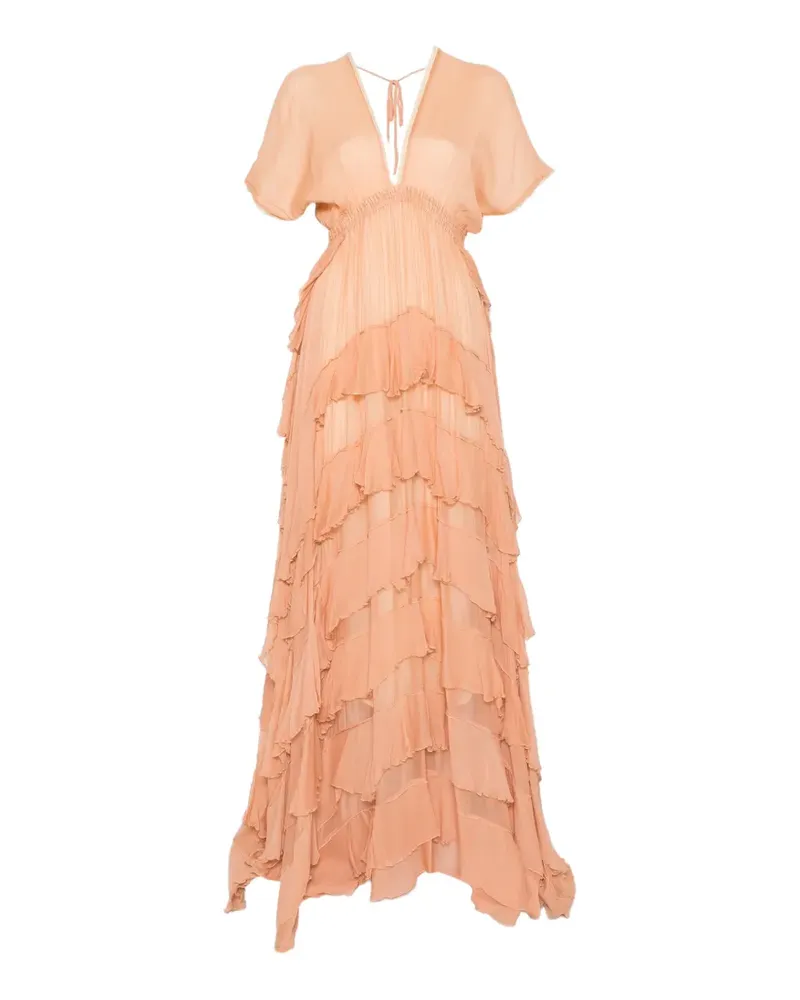 Mes Demoiselles Charlotte ruffled V-neck maxi dress - Orange Orange