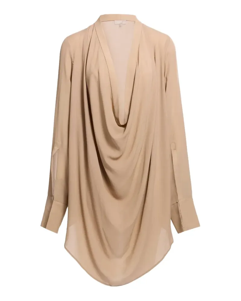 Elie Saab Drapierte Seidenbluse - Nude Nude
