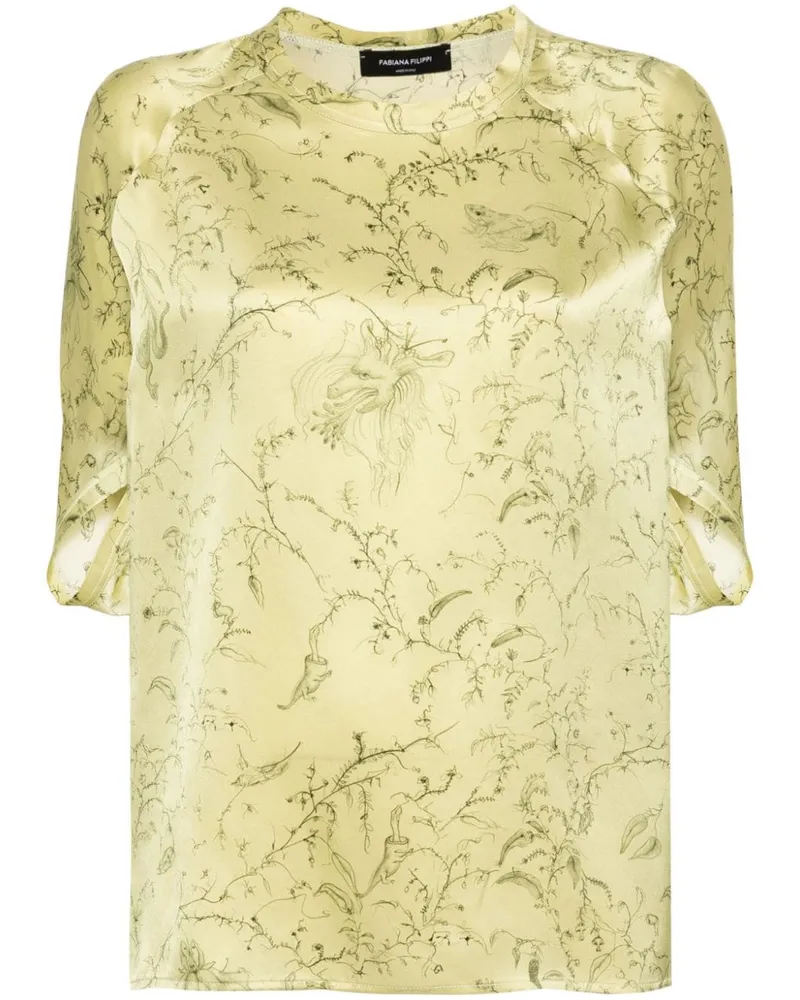 Fabiana Filippi Bluse aus Seide mit grafischem Print - Grün Grün