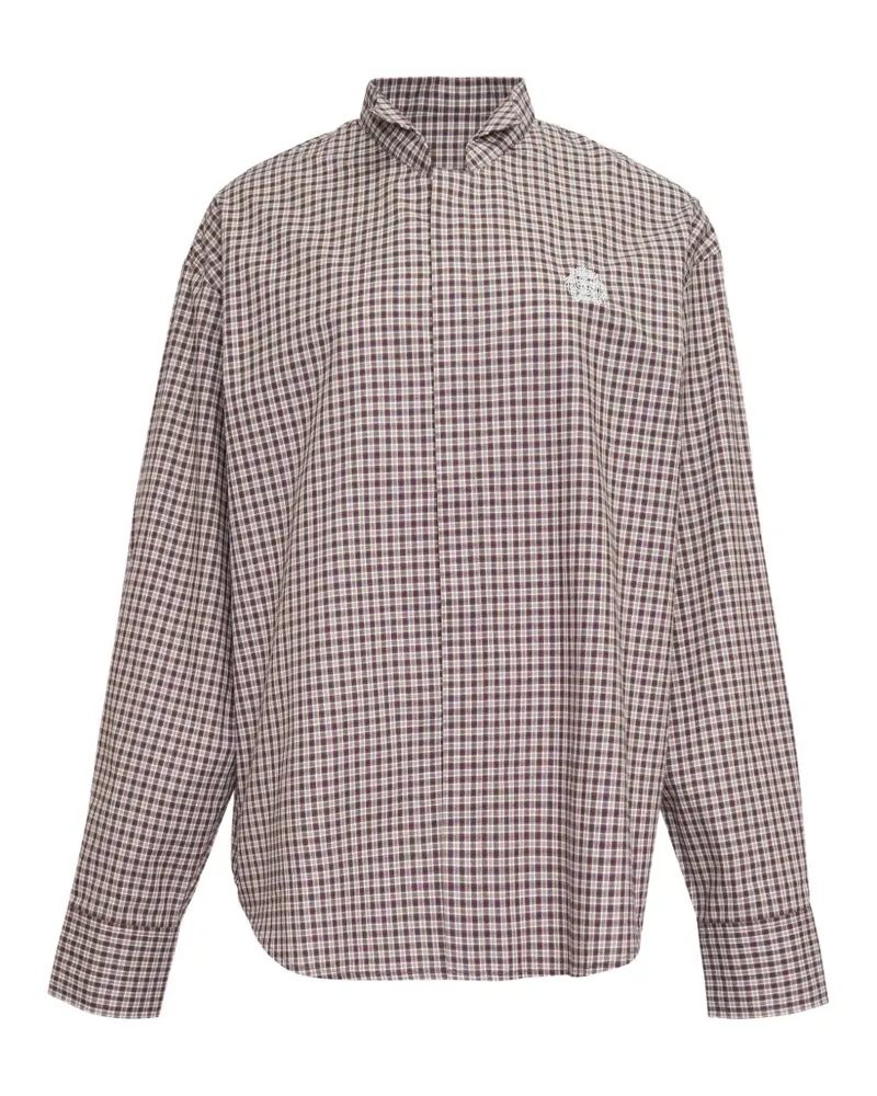 BONBOM check-pattern logo-embroidered shirt - Rot Rot