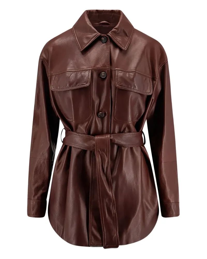 Brunello Cucinelli Lederjacke mit Gürtel - Rot Rot