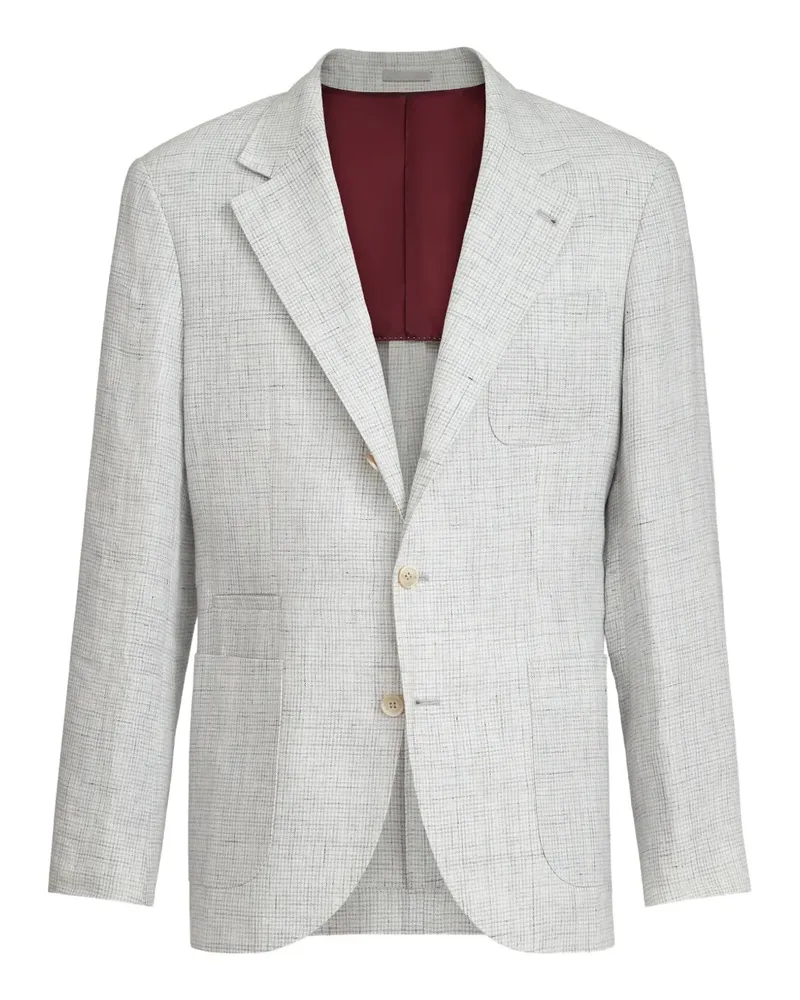 Brunello Cucinelli linen patch-pockets blazer - Grau Grau