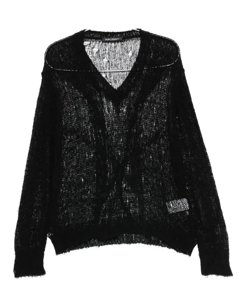Our Legacy distressed-effect open-knit sweater - Schwarz Schwarz