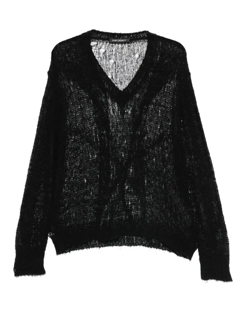 Our Legacy distressed-effect open-knit sweater - Schwarz Schwarz