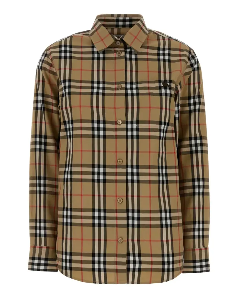 Burberry embroidered check-pattern shirt - Nude Nude