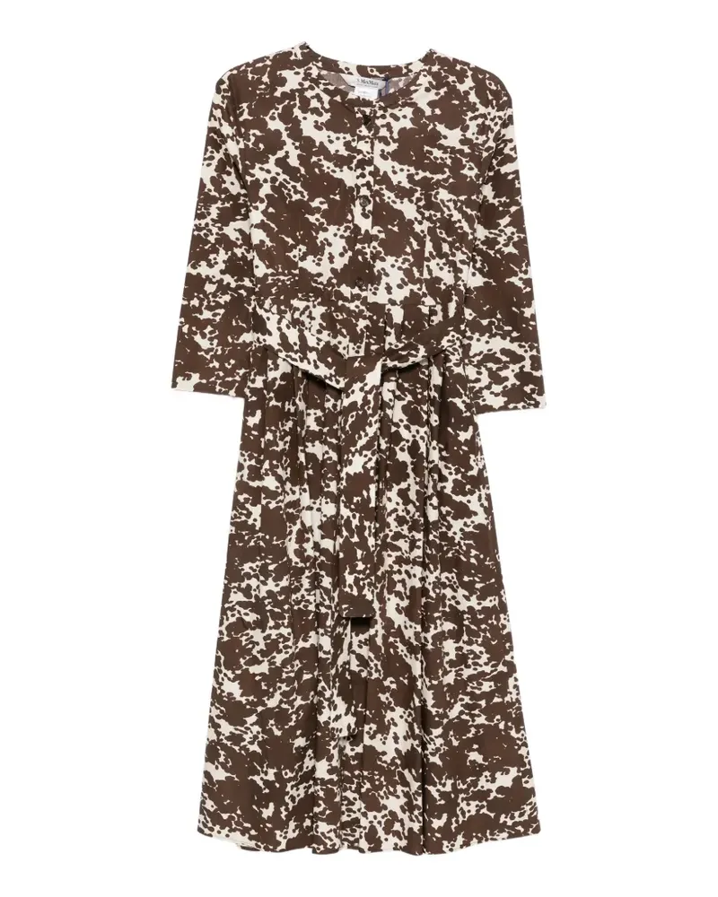 Max Mara cow-print belted midi dress - Braun Braun