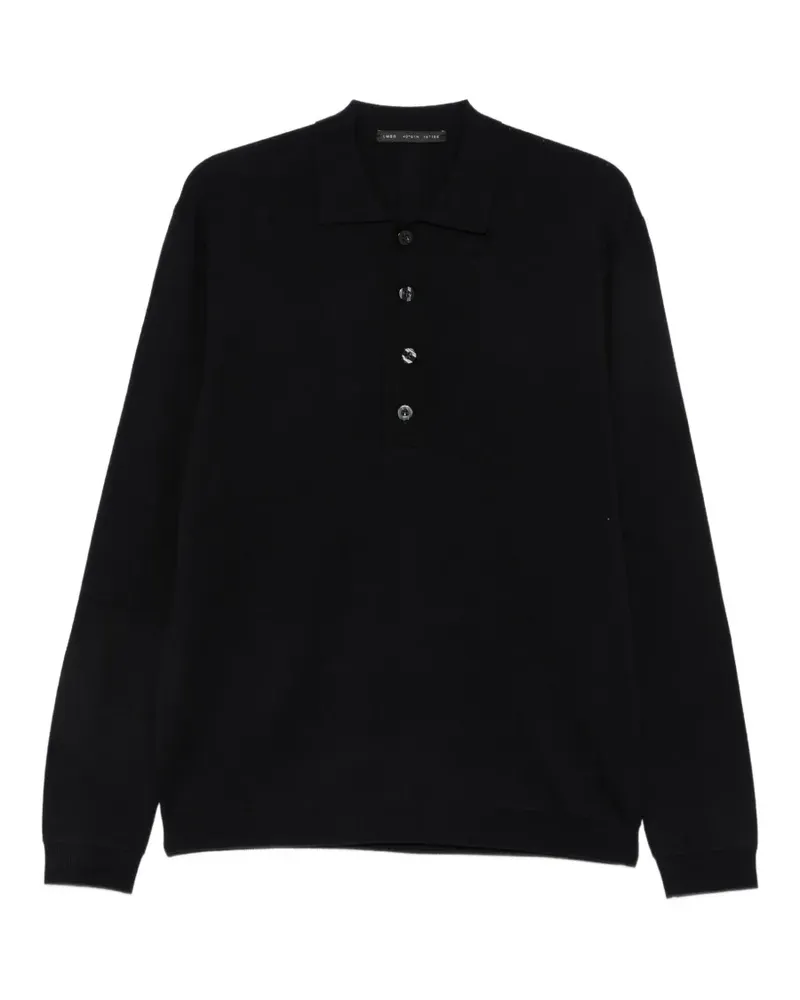 Low Brand Langärmeliges Poloshirt - Schwarz Schwarz