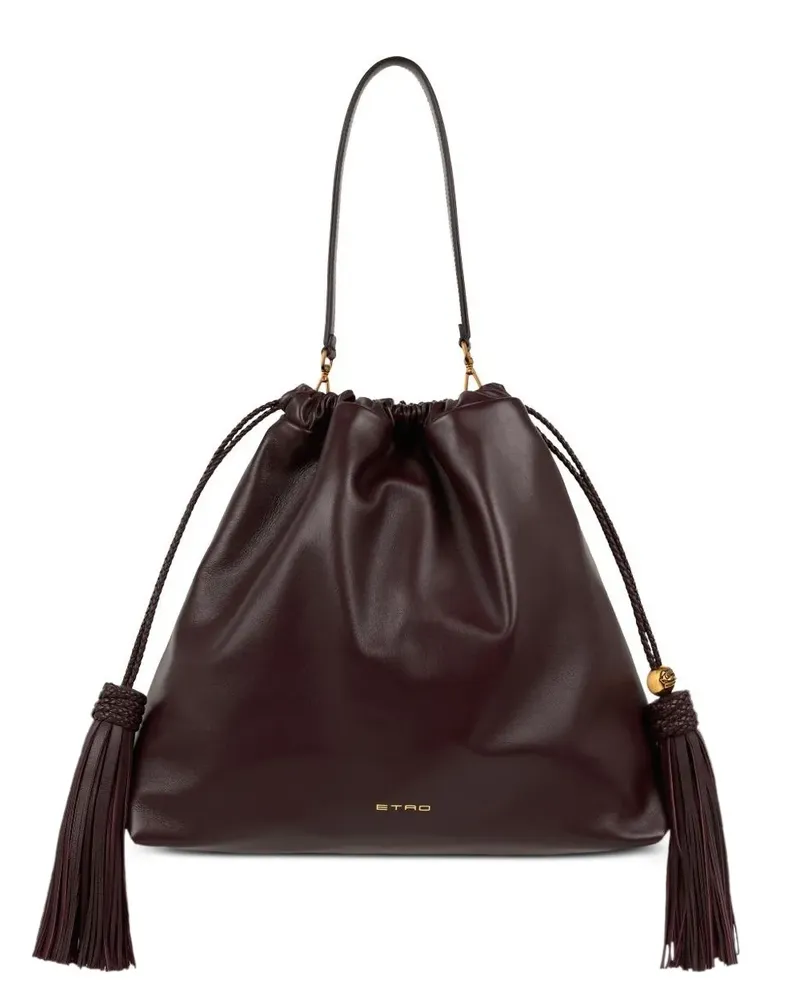 Etro large leather Kalispera bag with tassels - Braun Braun