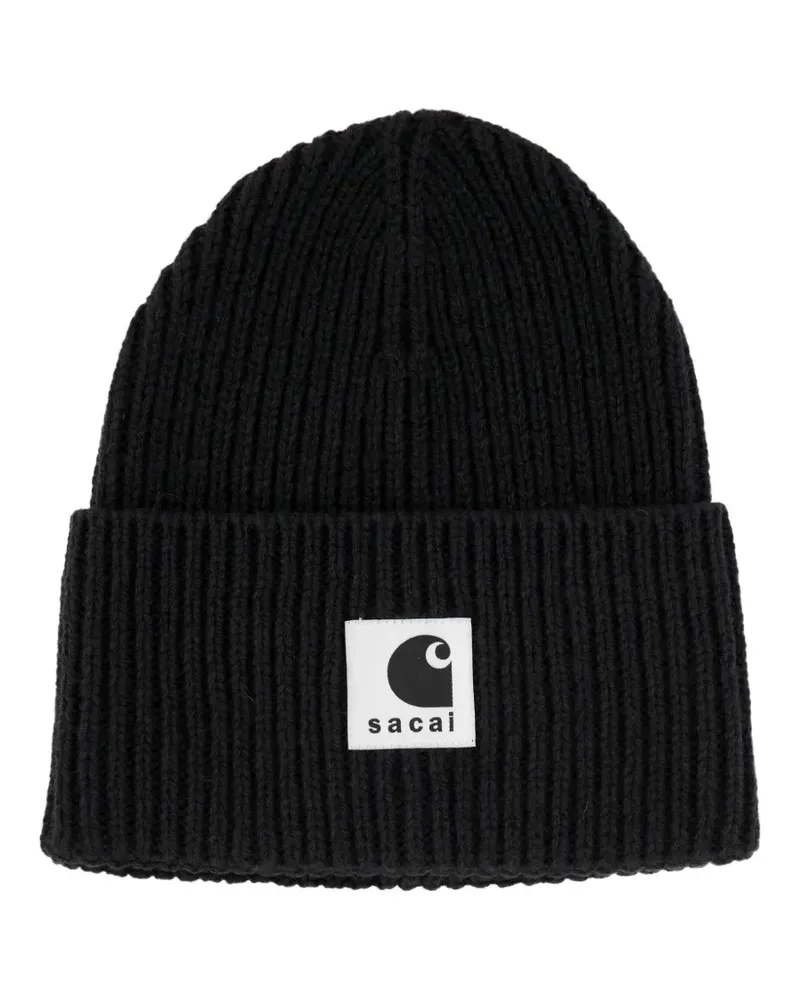 Sacai xCarhartt WIP rib-knit beanie hat - Schwarz Schwarz