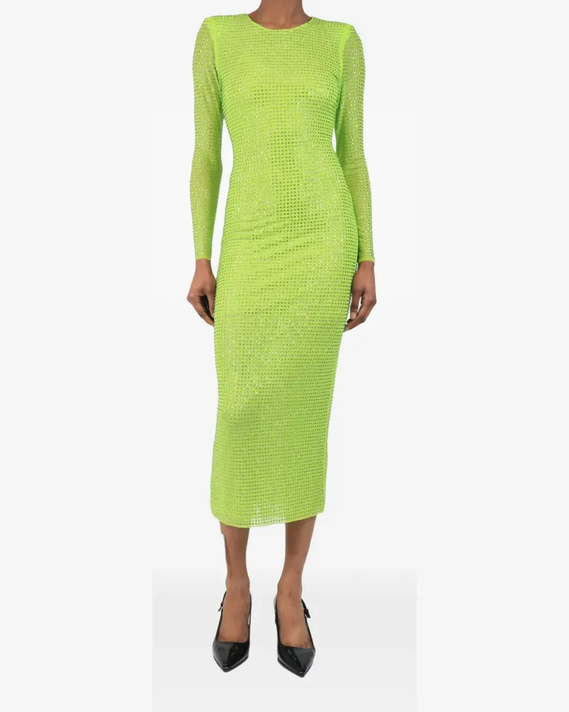Self-Portrait diamanté mesh midi dress - Grün Grün