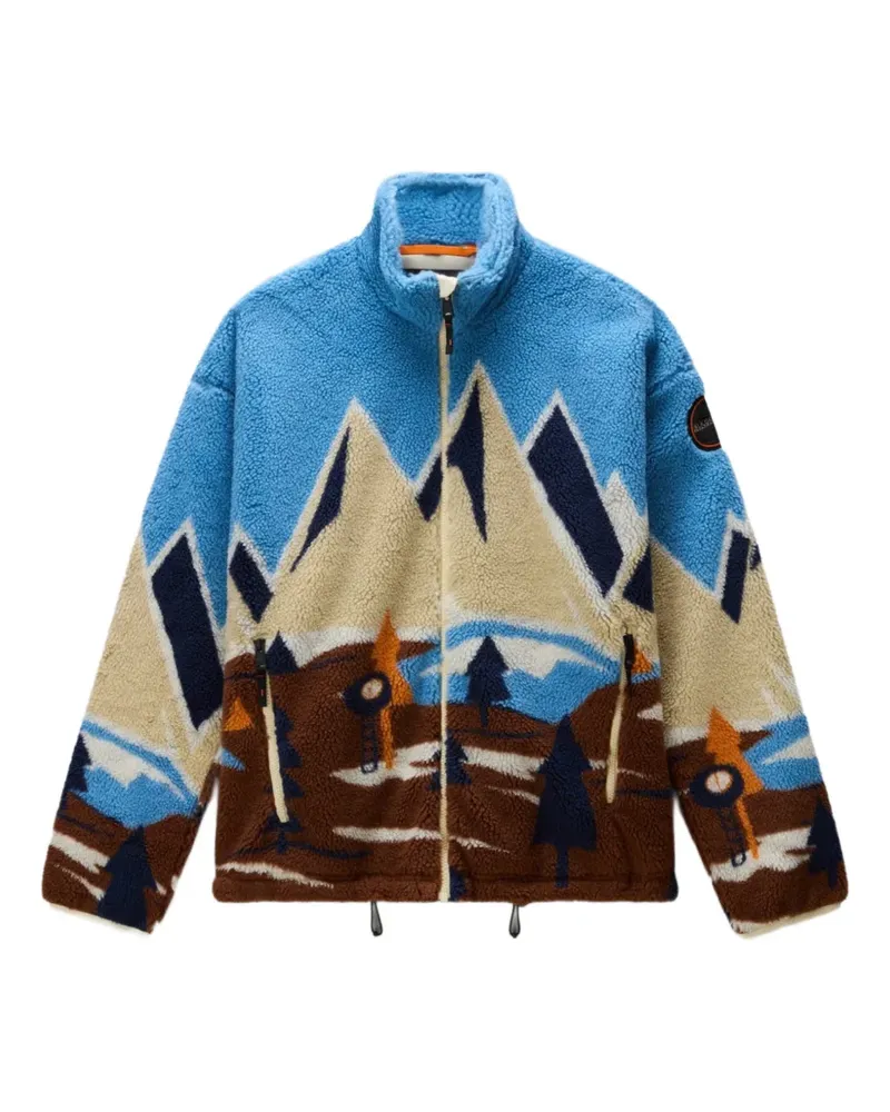 Napapijri Fleece-Sweatshirt mit Gebirgslandschaft - Blau Blau