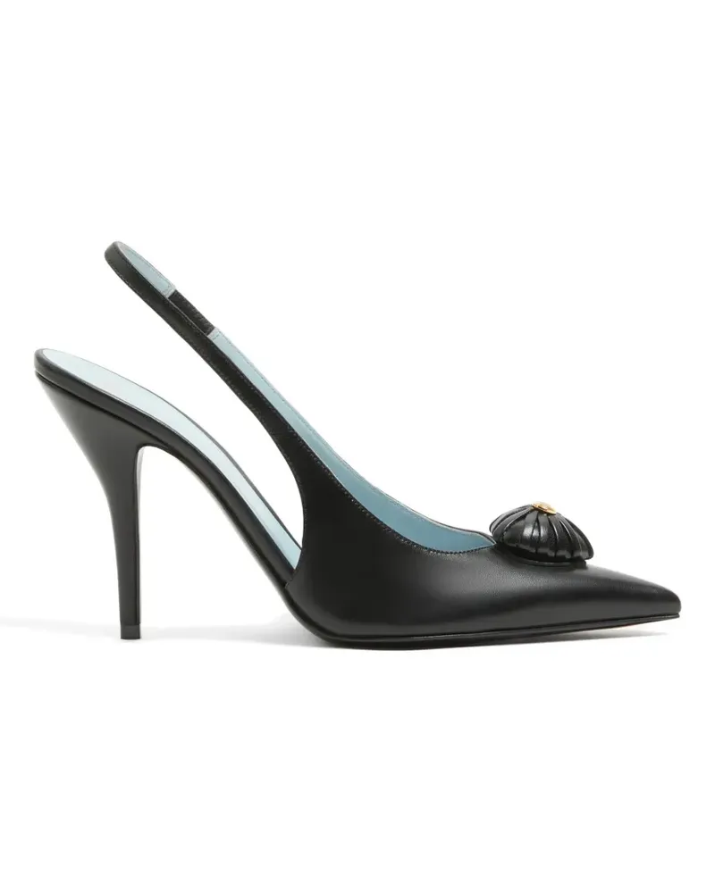 Valentino Garavani Coeur Royal Slingback Pumps aus Ziegenleder 75mm - Schwarz Schwarz