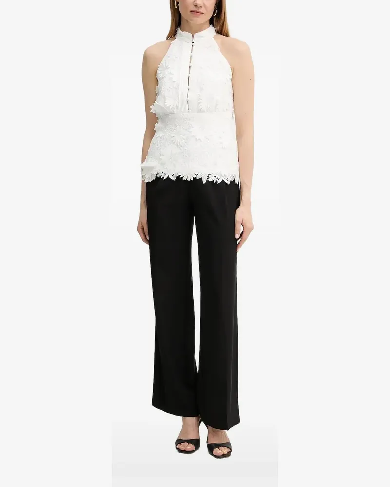 Bardot Neckholder-Top mit Blumenspitze - Weiß Weiß