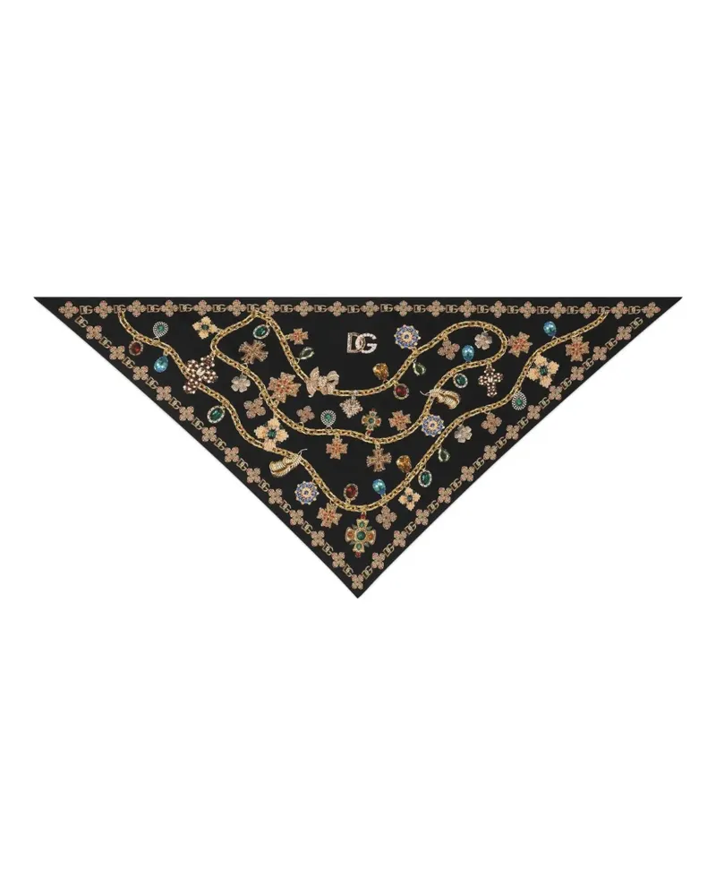 Dolce & Gabbana Verzierter Seidenschal - Schwarz Schwarz