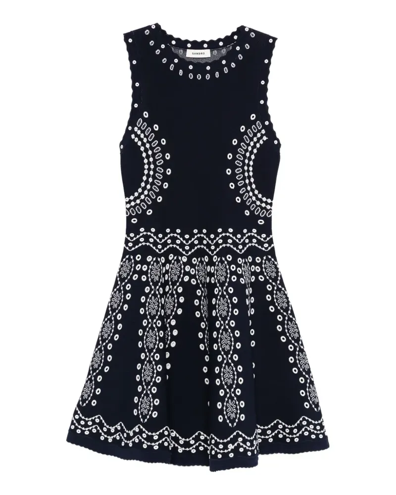 Sandro Gestricktes Kleid mit Logo-Stickerei - Blau Blau