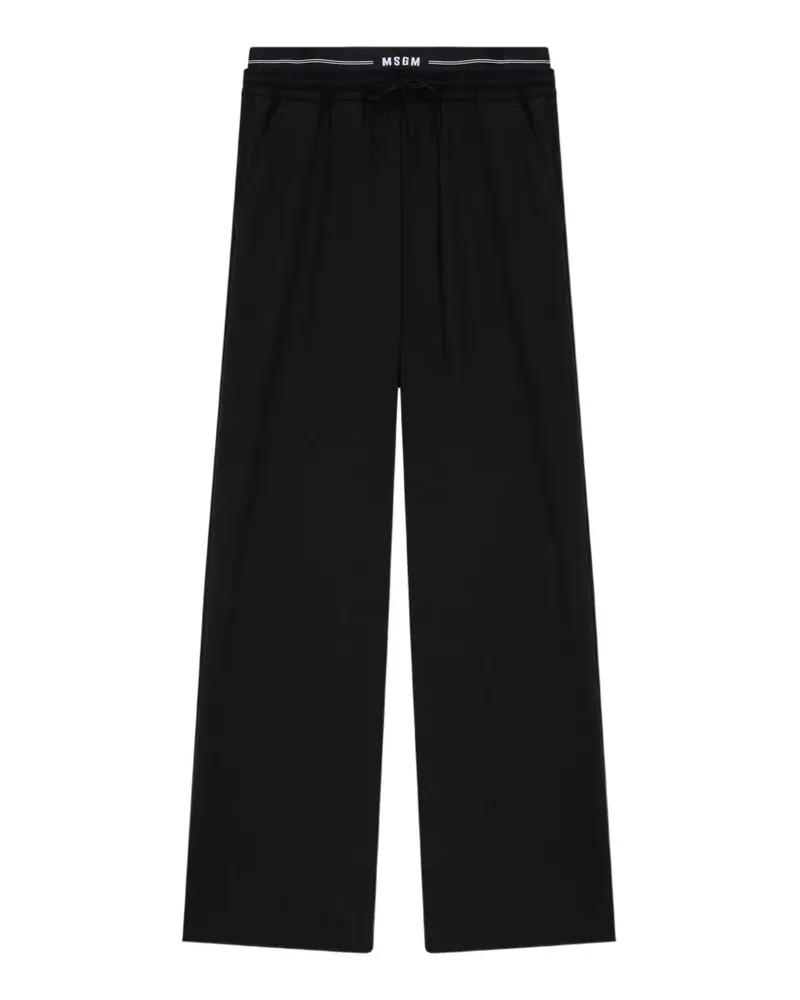 MSGM drawstring-fastening logo-waistband trousers - Schwarz Schwarz