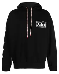 Aries Hoodie mit Logo-Print Schwarz