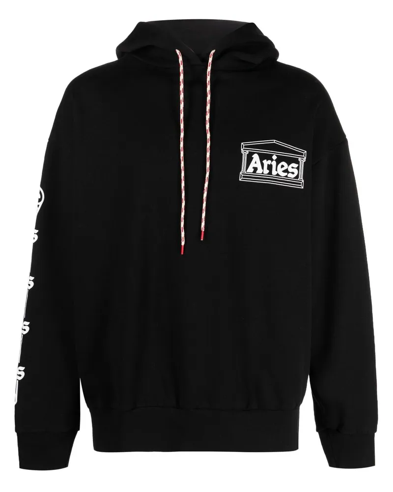 Aries Hoodie mit Logo-Print Schwarz