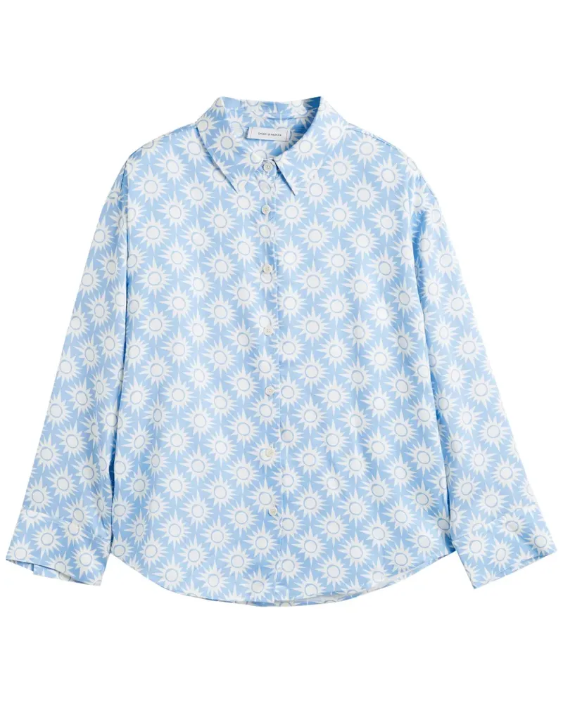 Chinti & Parker x Laura Whitmore Paradise Pyjama-Oberteil - Blau Blau