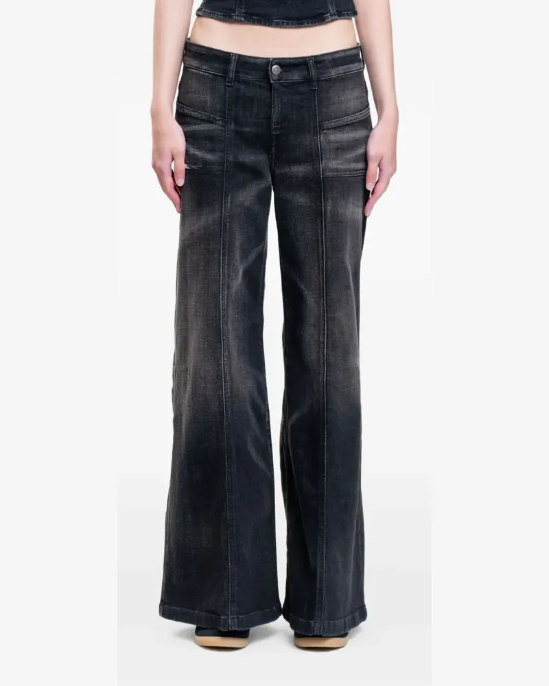 Diesel Weite Jeans mit hohem Bund - Schwarz Schwarz