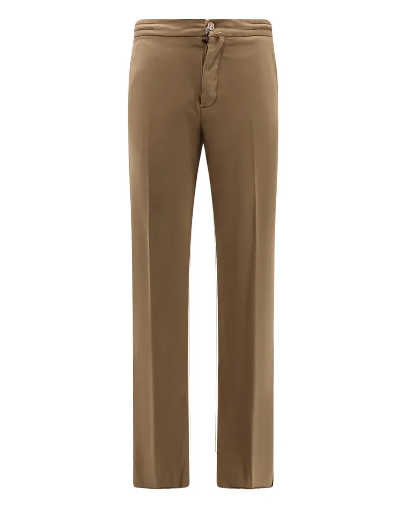 Kiton logo-patch trousers - Braun Braun