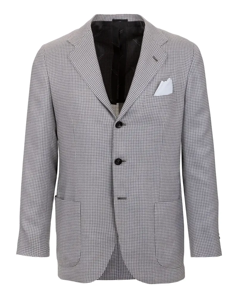 Kiton Sakko mit Hahnentrittmuster - Grau Grau
