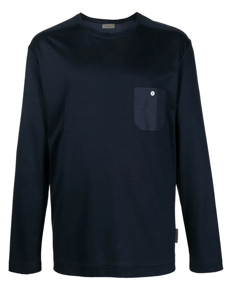 Zimmerli Modern Lounge Langarmshirt - Blau Blau