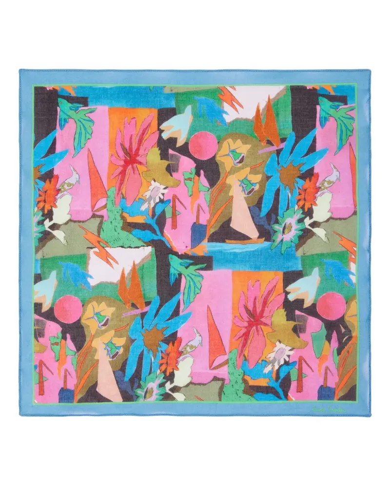 Paul Smith River Collage-print pocket square - Rosa Rosa