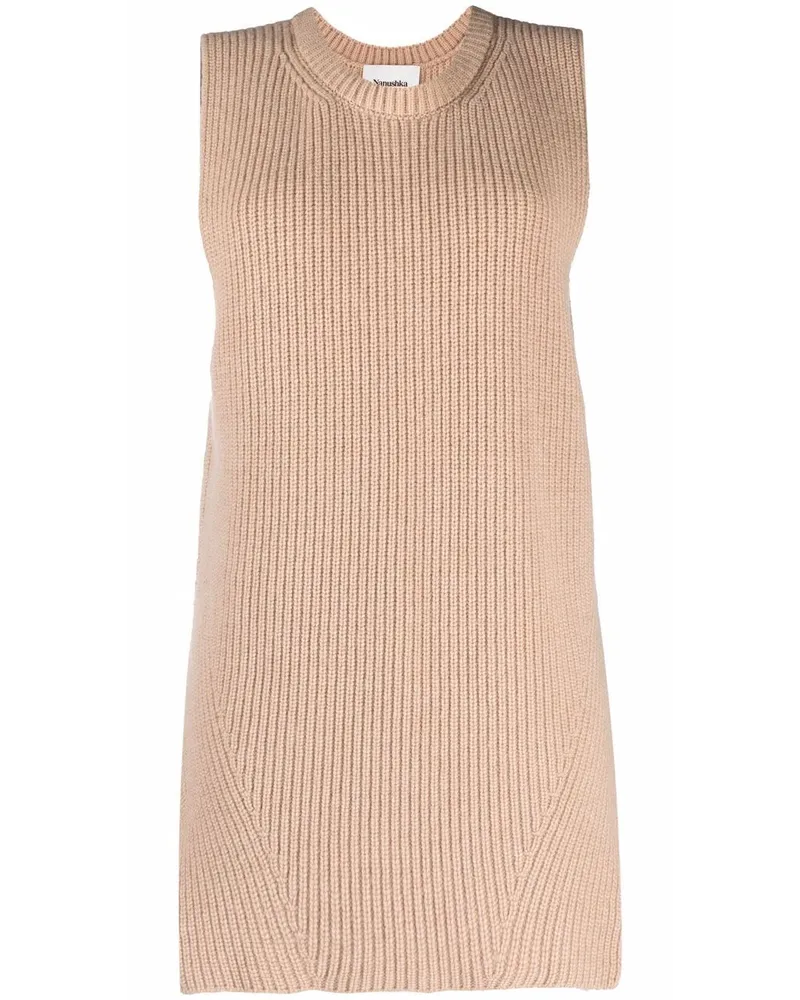 Nanushka Geripptes Oversized-Top - Nude Nude