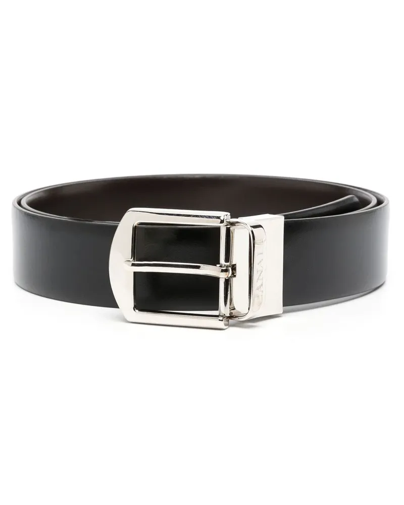 Canali Gürtel mit Logo-Gravur - Schwarz Schwarz
