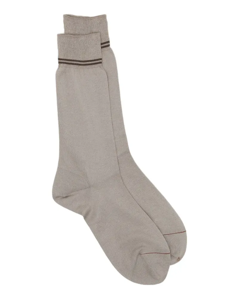 Ermenegildo Zegna stripe-detail ribbed-cuff socks - Nude Nude