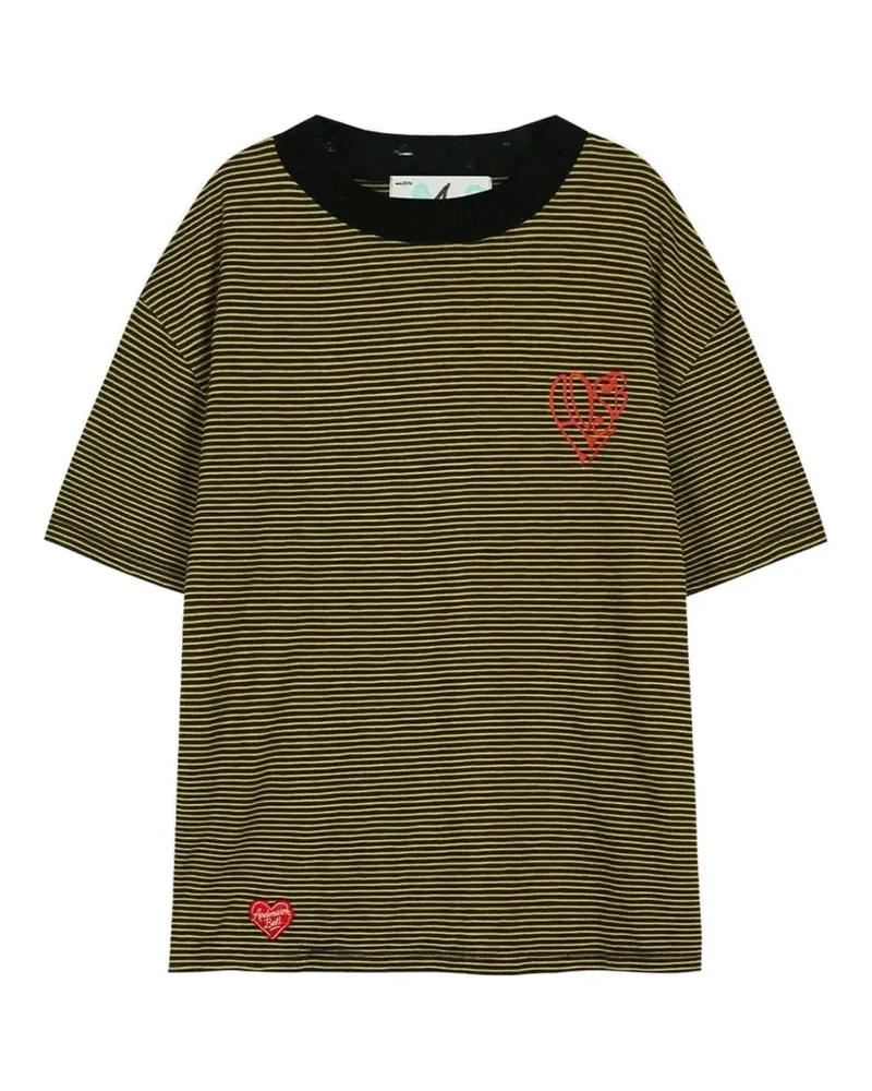 Andersson Bell striped heart-embroidered T-shirt - Gelb Gelb
