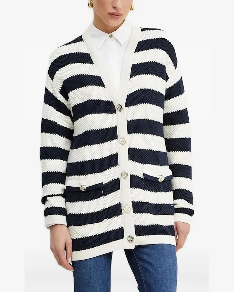 Guess Gestreifter Cardigan mit Knöpfen - Weiß Weiß