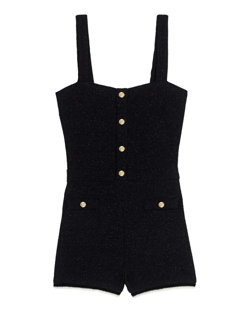 Maje tweed playsuit - Schwarz Schwarz