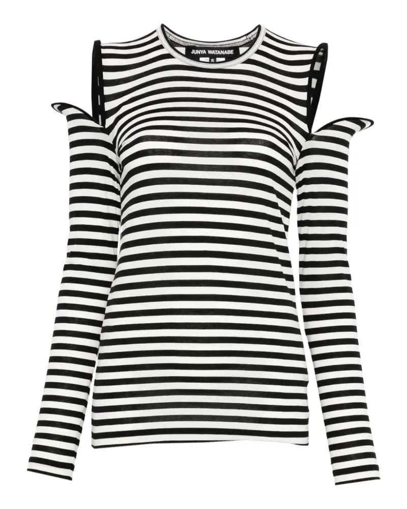 Junya Watanabe striped cold-shoulder top - Weiß Weiß