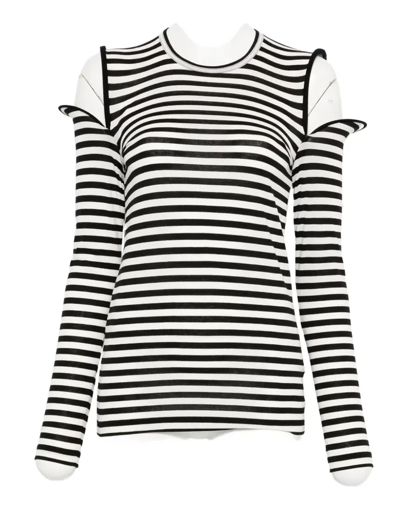 Junya Watanabe striped cold-shoulder top - Weiß Weiß