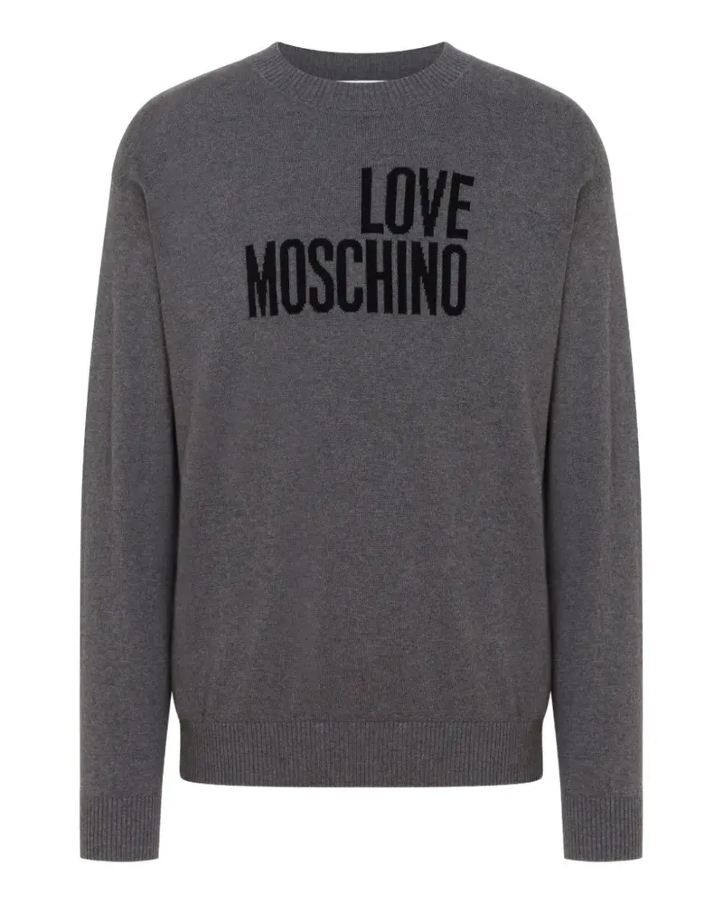 Moschino Pullover mit Intarsien-Logo - Grau Grau