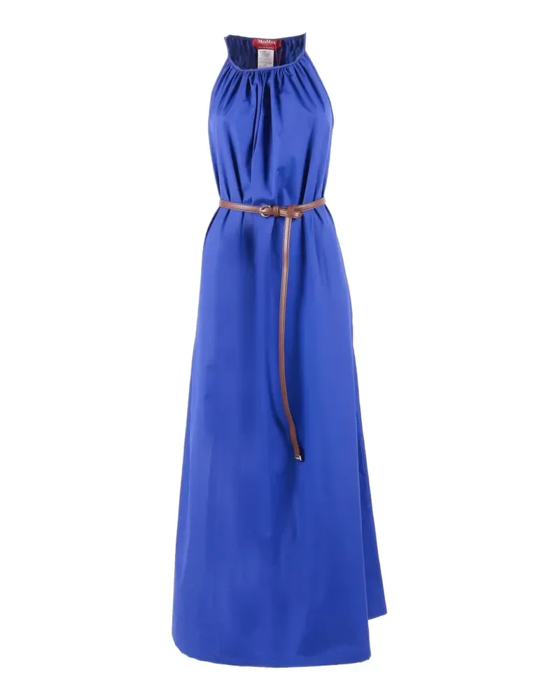 Max Mara Plissiertes Maxikleid mit Gürtel - Blau Blau