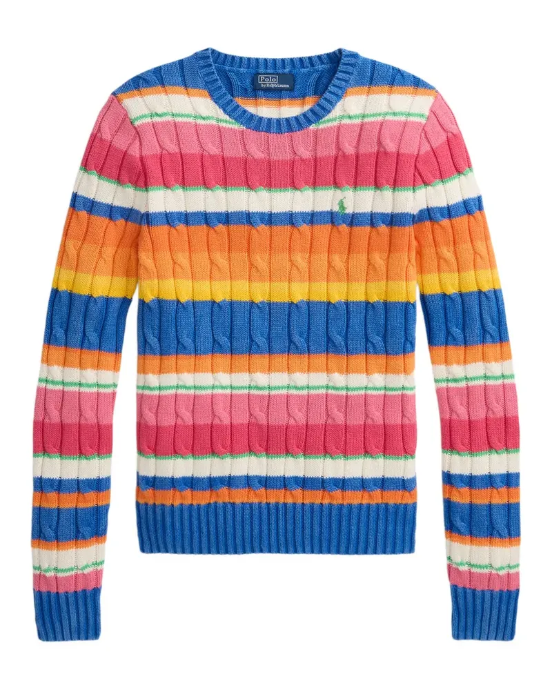 Ralph Lauren Gestreifter Pullover mit Zopfmuster - Blau Blau