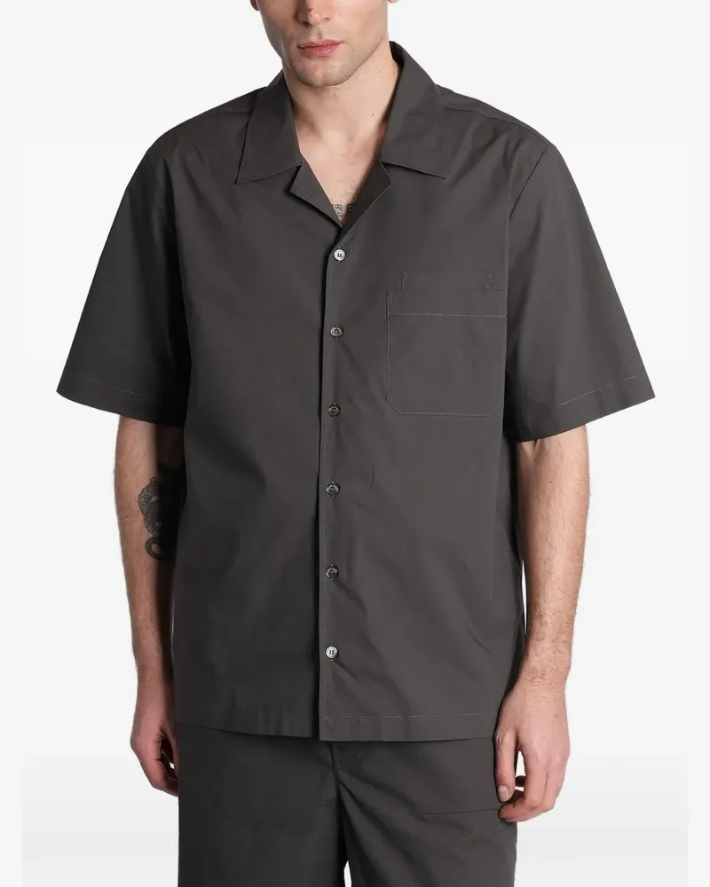 Roberto Collina short-sleeved camp-collar cotton shirt - Braun Braun