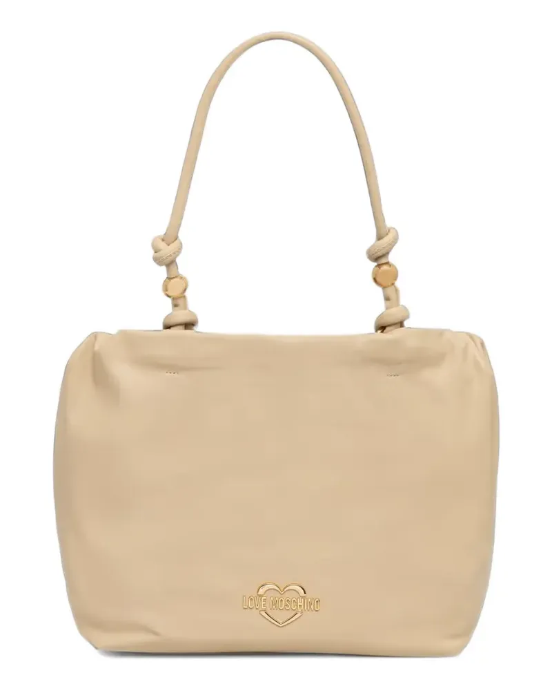 Moschino Schultertasche mit Logo-Schild - Nude Nude