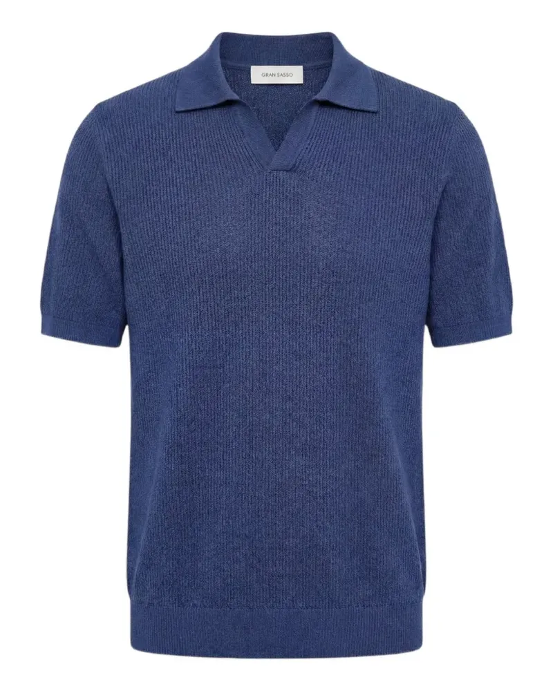 Gran Sasso ribbed-knit short-sleeve polo shirt - Blau Blau