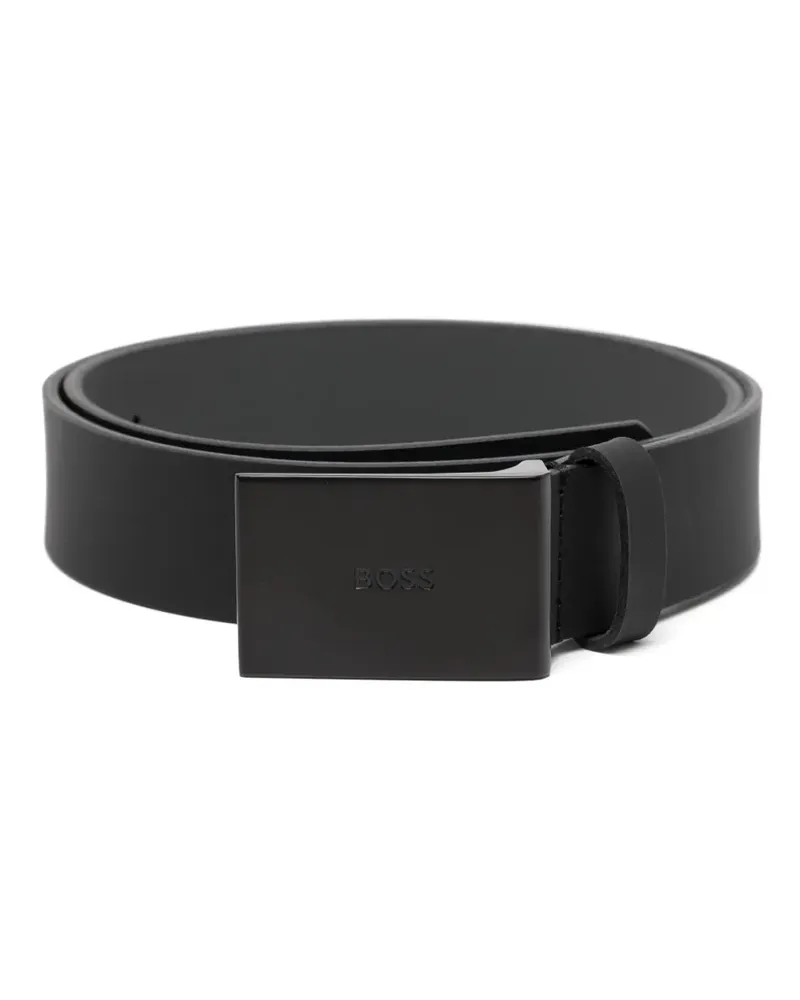 HUGO BOSS Ledergürtel mit Logo-Gravur - Schwarz Schwarz